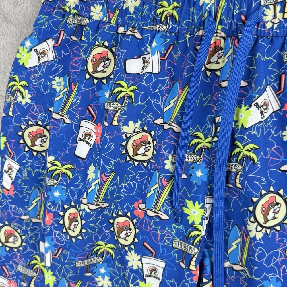 Bucees Tropical Palm Trees Surf‎ Beach Resort Graphic Mens M Swimwear Pool